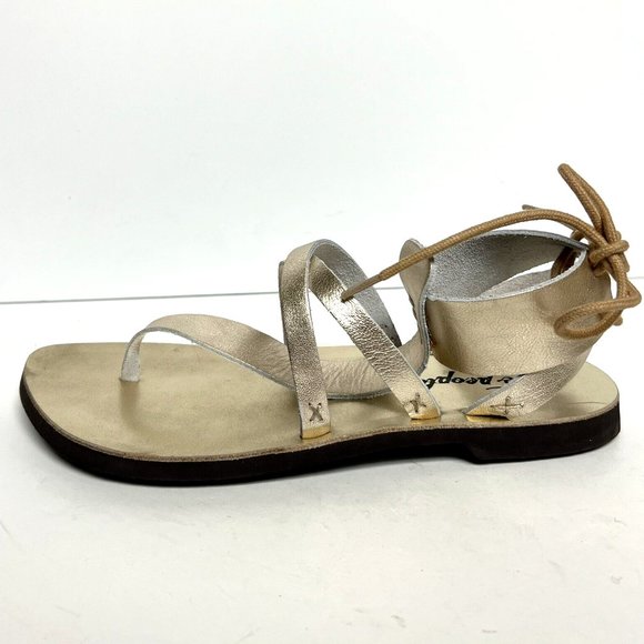 Free People Womens Day Wrap Sandal Gold Size US9 M EU39 - Picture 1 of 6